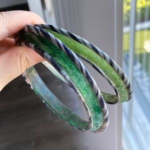 Pair Of Ancient Roman Mosaic Glass Bangle Bracelets Circa 1st-2nd Century AD